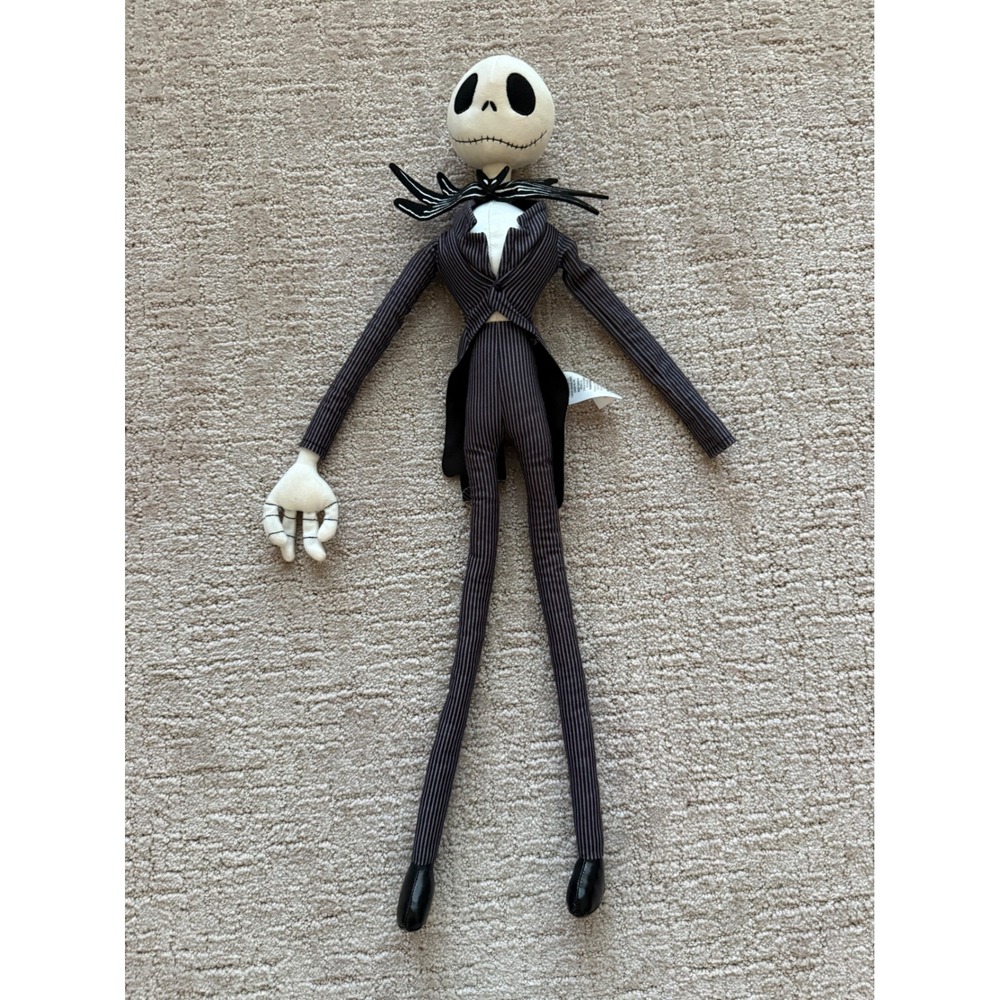 Disney Jack‎ Skellington Plush Kids 28" Black Good Missing Hand Pinstripe Suit